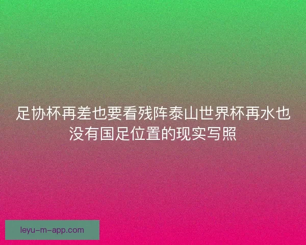 足协杯再差也要看残阵泰山世界杯再水也没有国足位置的现实写照